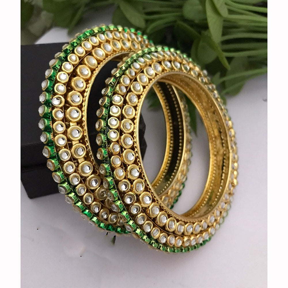FS Collection Heritage Kundan Stone Embellished Bangles Set