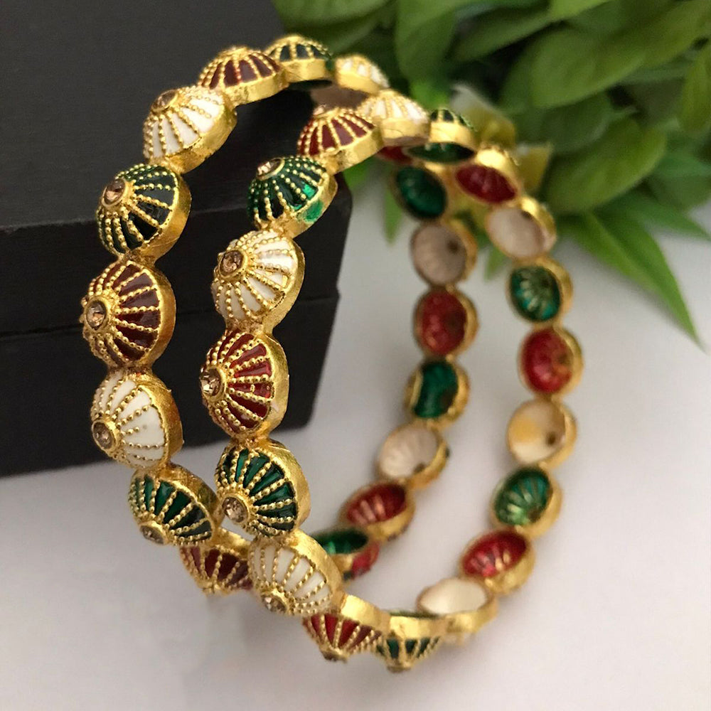 FS Collection Traditional Austrian Stone And Meenakari Designer Bangles Set