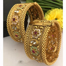 FS Collection Traditional Pota Stone And Meenakari Openable Bangles Set