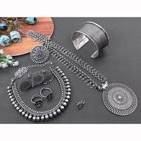 FS Collection Classic Oxidised Plated Combo Jewellery Set