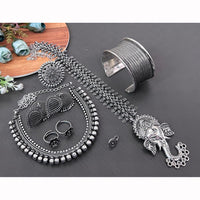 FS Collection Classic Oxidised Plated Combo Jewellery Set