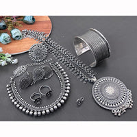 FS Collection Classic Oxidised Plated Combo Jewellery Set
