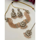 FS Collection Trendy Crystal And Pearl Statement Choker Necklace Set
