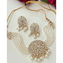 FS Collection Trendy Crystal And Pearl Statement Choker Necklace Set