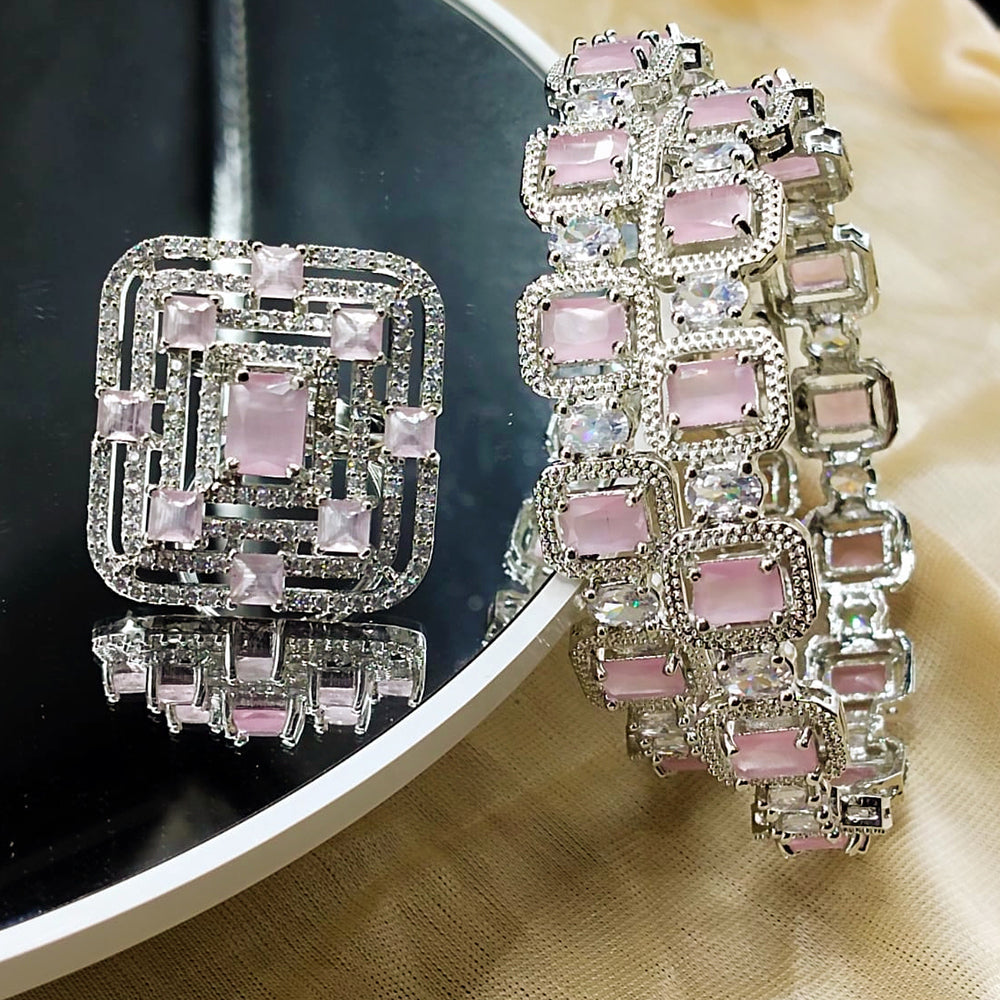 FS Collection Elegant American Diamond Jewellery Combo Set