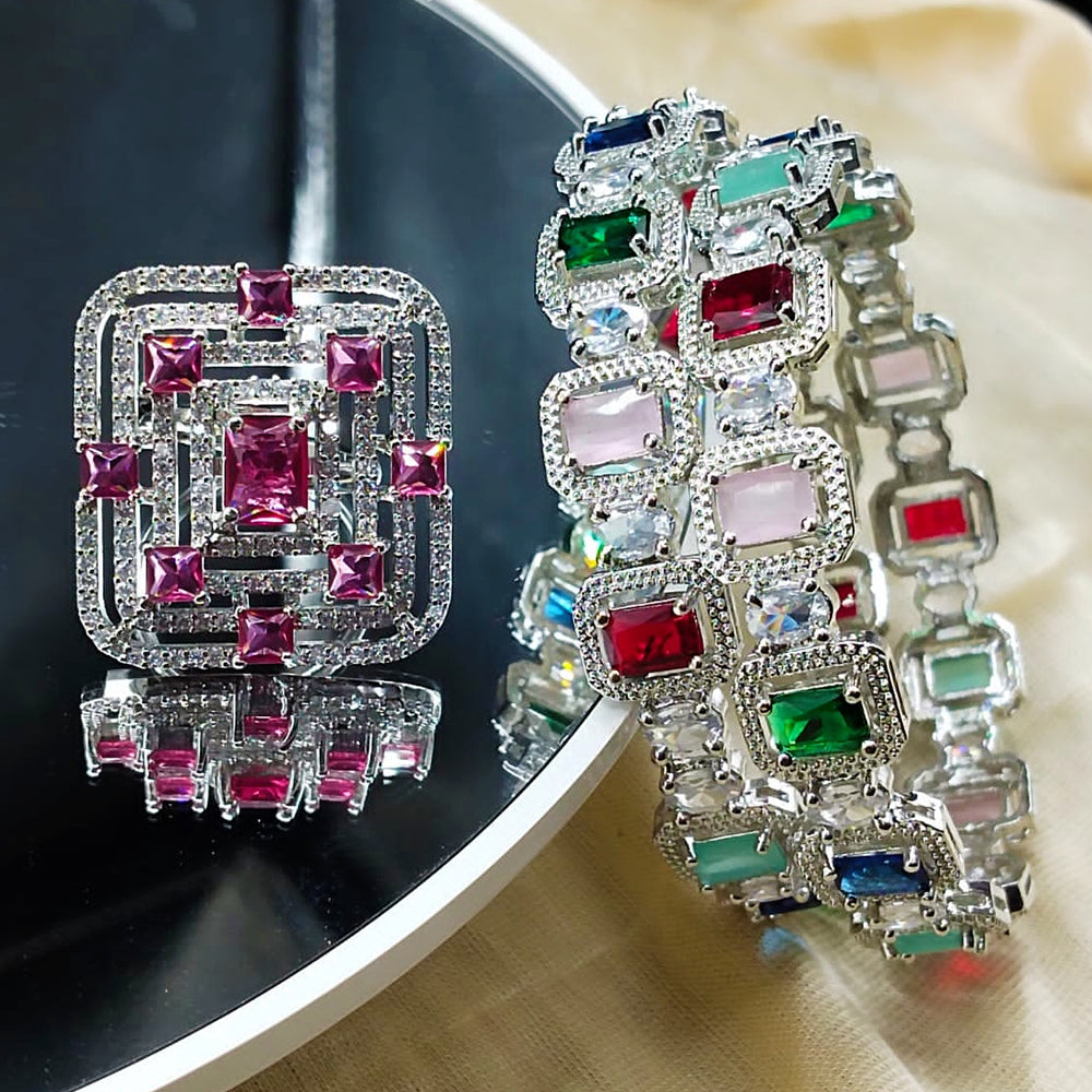 FS Collection Elegant American Diamond Jewellery Combo Set