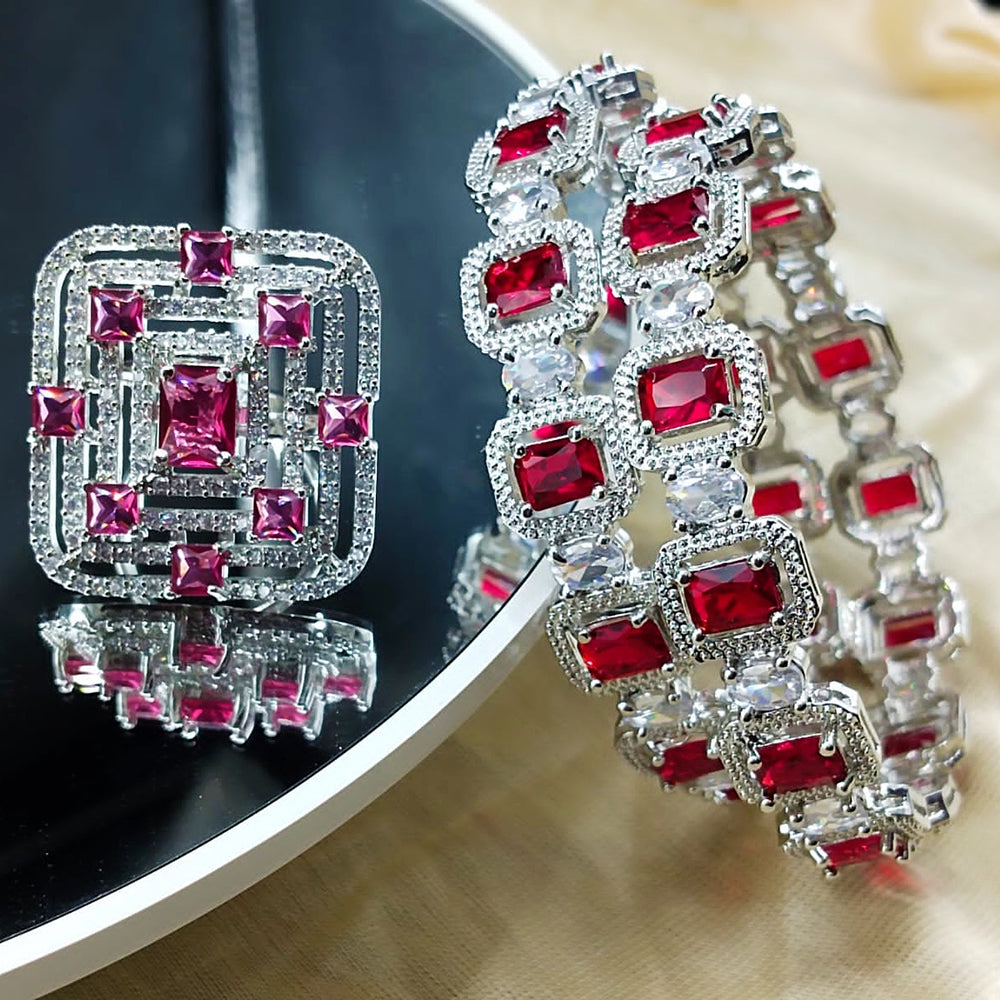 FS Collection Elegant American Diamond Jewellery Combo Set