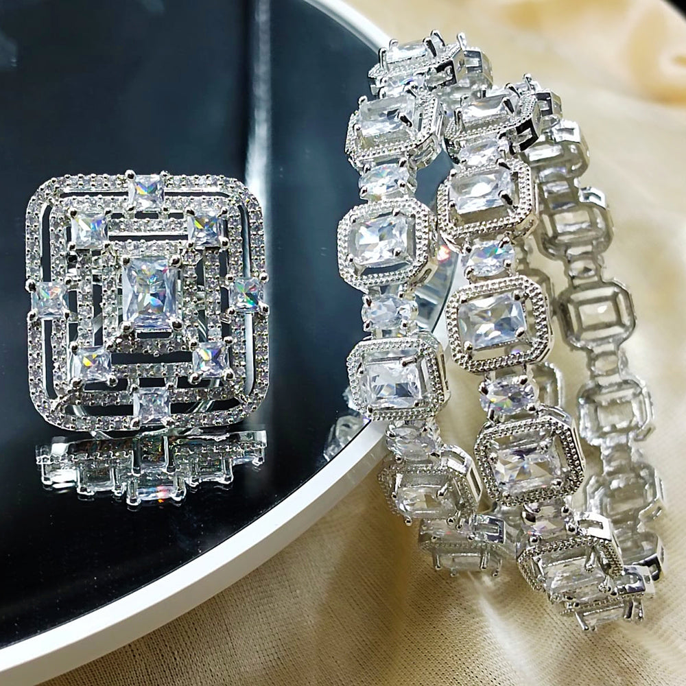 FS Collection Elegant American Diamond Jewellery Combo Set