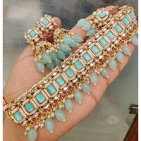 FS Collection Premium Kundan Pearl And Beaded Choker Necklace Set