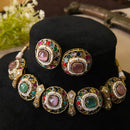 FS Collection Trendy Pota Stone And Pearl Choker Necklace Set 