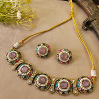 FS Collection Trendy Pota Stone And Pearl Choker Necklace Set 