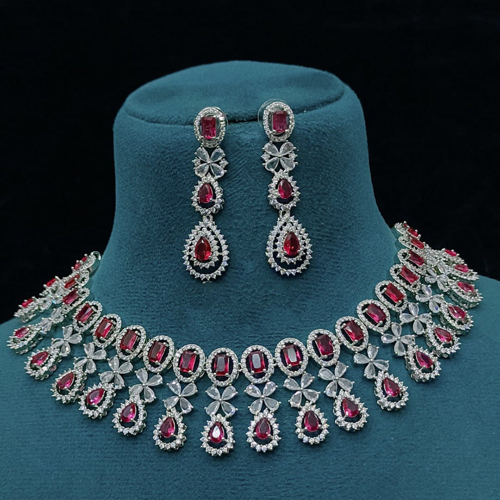 FS Collection Elegant American Diamond Fashion Necklace Set
