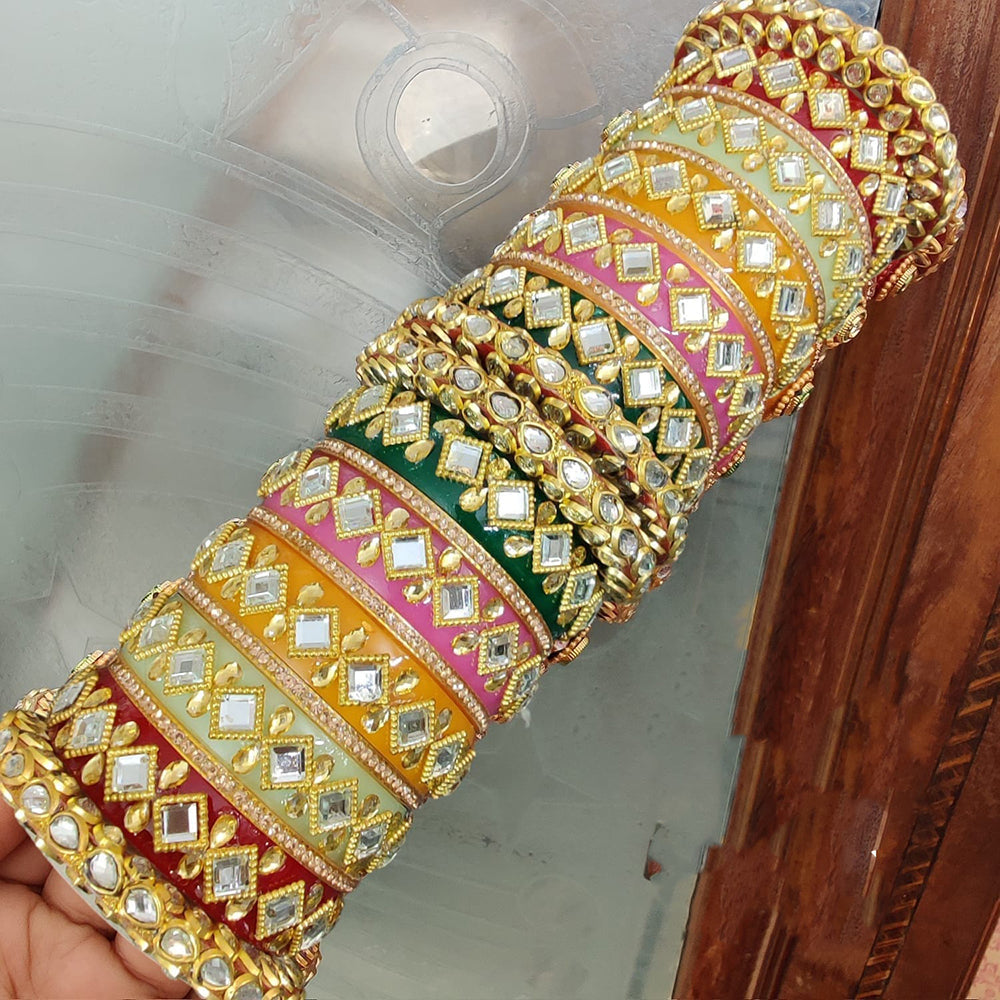 FS Collection Multi-Color Kundan Stone Designer Bangles Set