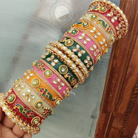 FS Collection Multi-Color Kundan Stone Designer Bangles Set