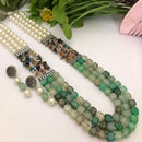 FS Collection Classic Oxidised Plated Multi Layer Beads Long Neclace Set