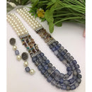 FS Collection Classic Oxidised Plated Multi Layer Beads Long Neclace Set