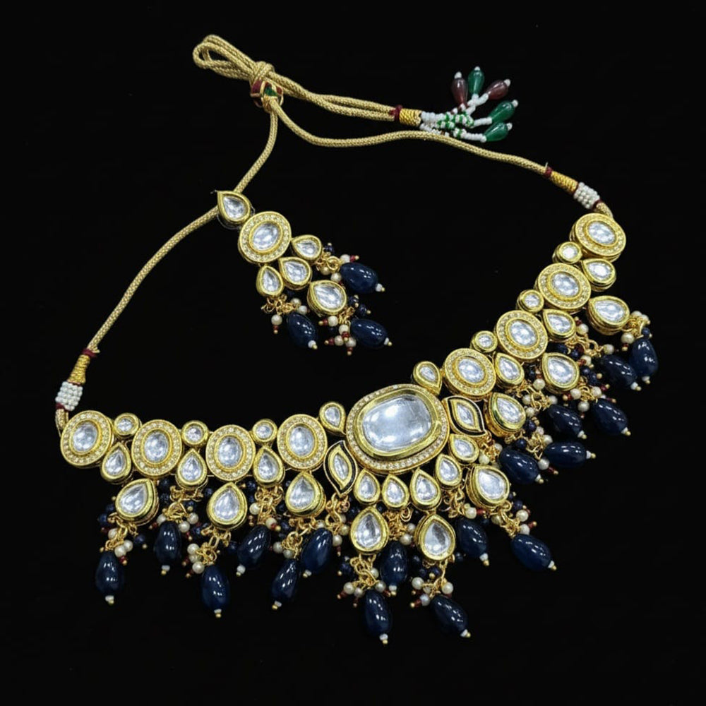 FS Collection Kundan Stone Beads And Pearl Necklace Set