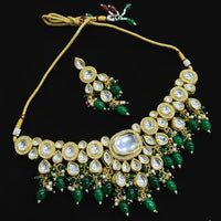 FS Collection Kundan Stone Beads And Pearl Necklace Set