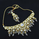 FS Collection Kundan Stone Beads And Pearl Necklace Set