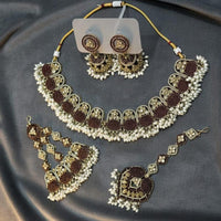 FS Collection Crystal Stone And Pearl Designer Necklace Set