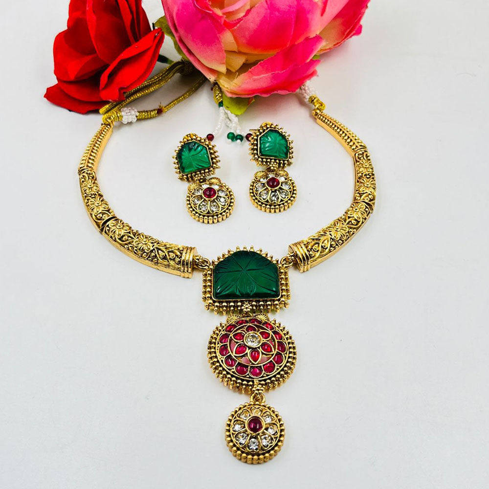 FS Collection Traditional Pota Stone Designer Necklace Set