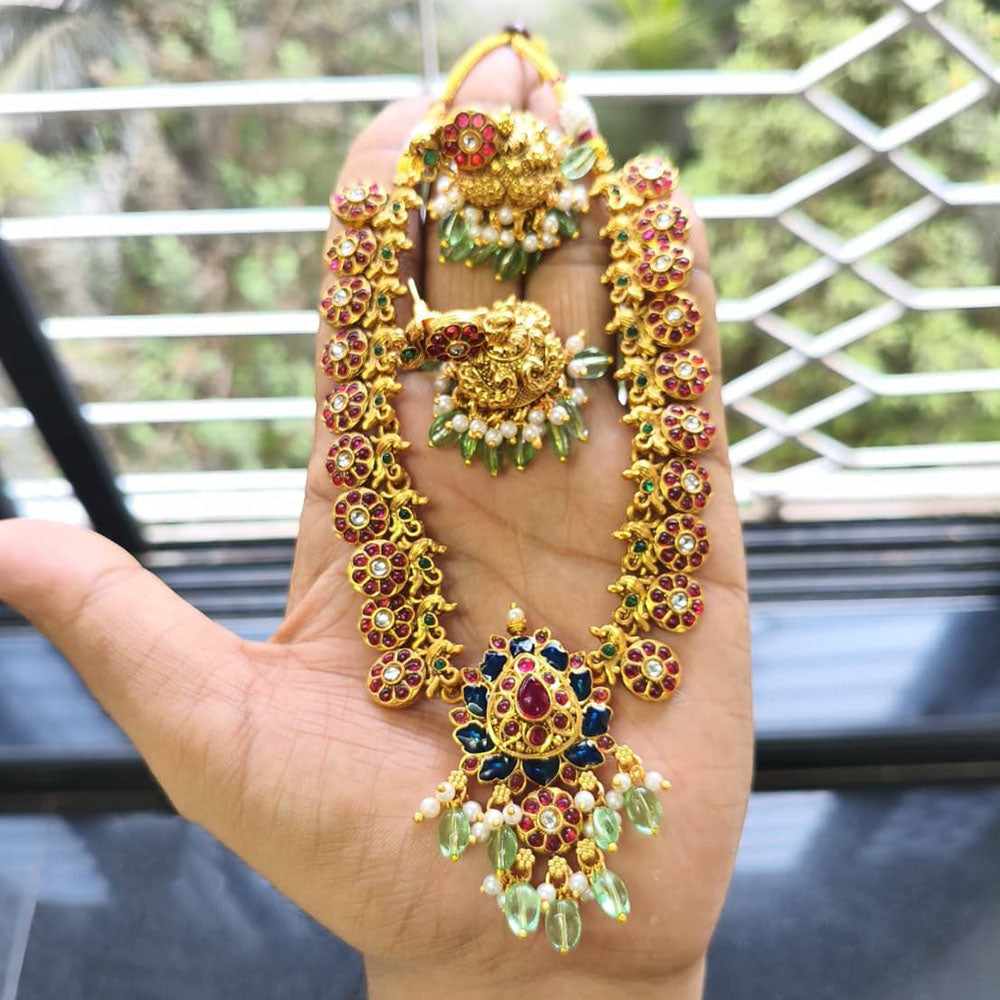 FS Collection Traditional Pota Stone And Meenakari Designer Necklace Set