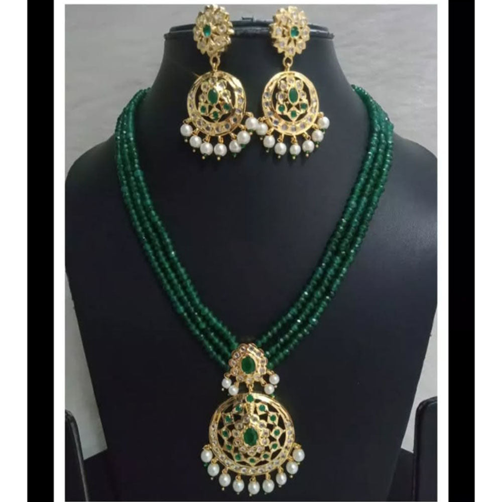 FS Collection Heritage Pota Stone Pearl And Beads Ethnic Necklace Set