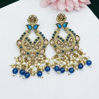FS Collection Graceful Crystal Stone Pearl And Beaded Dangler Earrings