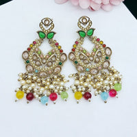 FS Collection Graceful Crystal Stone Pearl And Beaded Dangler Earrings