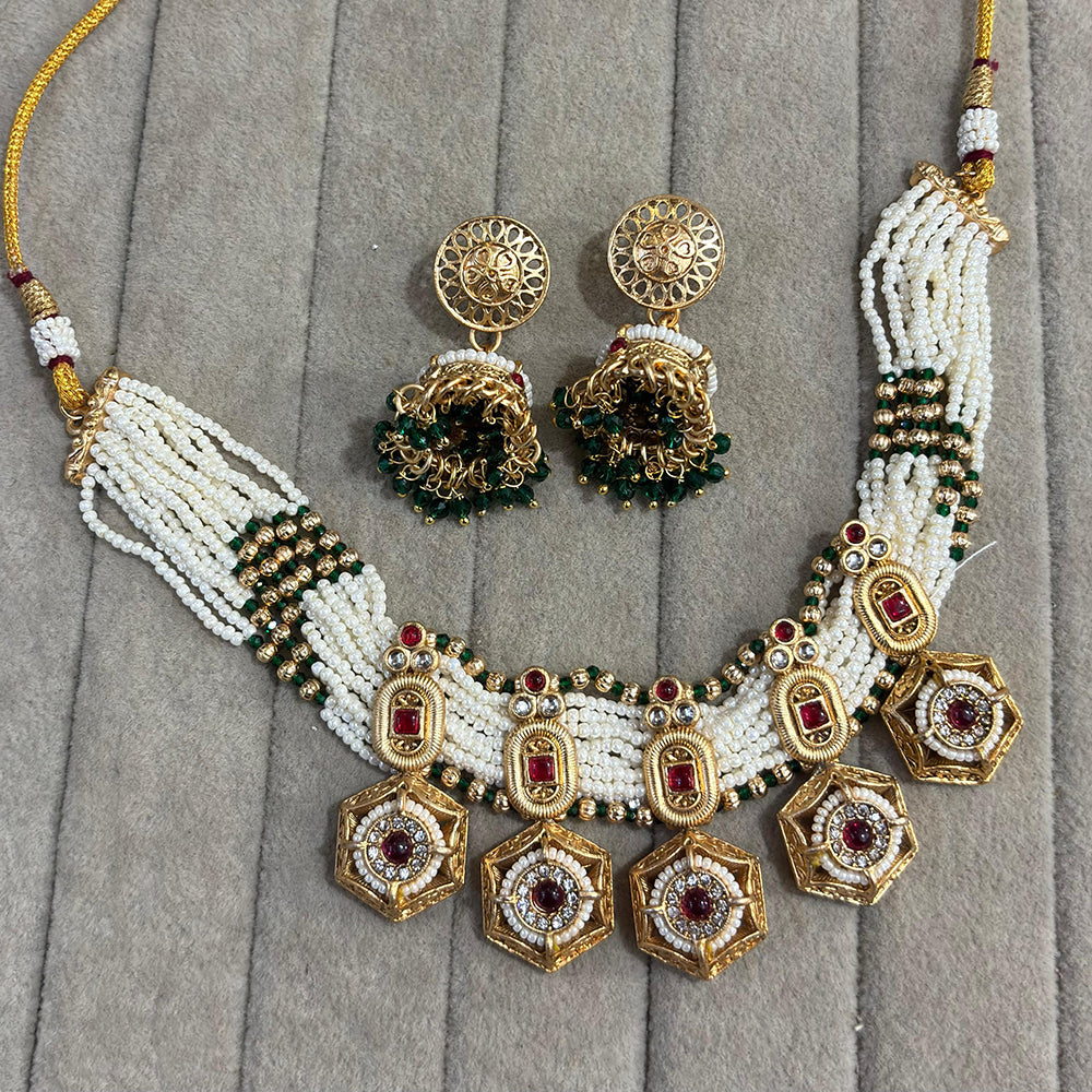 FS Collection Heritage Pota Stone And Pearl Choker Necklace Set