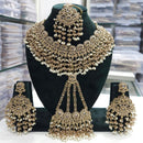 FS Collection Royal Crystal Stone And Pearl Statement Necklace Set
