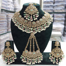 FS Collection Royal Crystal Stone And Pearl Statement Necklace Set