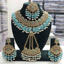 FS Collection Royal Crystal Stone And Pearl Statement Necklace Set