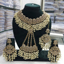 FS Collection Royal Crystal Stone And Pearl Statement Necklace Set