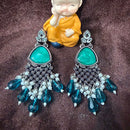 FS Collection Oxidised Plated Pota Stone And Beads Designer Dangler Earrings 