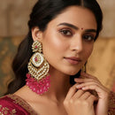 FS Collection Kundan Stone And Beads Designer Dangler Earrings 