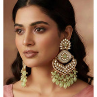 FS Collection Kundan Stone And Beads Designer Dangler Earrings