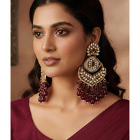 FS Collection Kundan Stone And Beads Designer Dangler Earrings