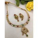FS Collection Sparkling Pota Stone And Meenakari Elegance Necklace Set