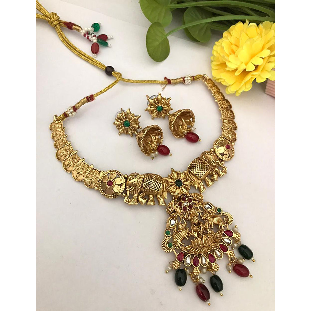 FS Collection Grand Temple Inspired Pota Stone Necklace Set