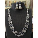 FS Collection Oxidised Royal Pota Stone And Pearl Statement Necklace Set