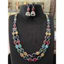 FS Collection Oxidised Royal Pota Stone And Pearl Statement Necklace Set
