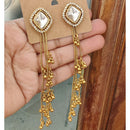FS Collection Designer Kashmiri Kundan Stone And Pearl Long Dangler Earrings