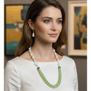 FS Collection Classic Austrian Stone And Pearl Ethnic Long Necklace Set