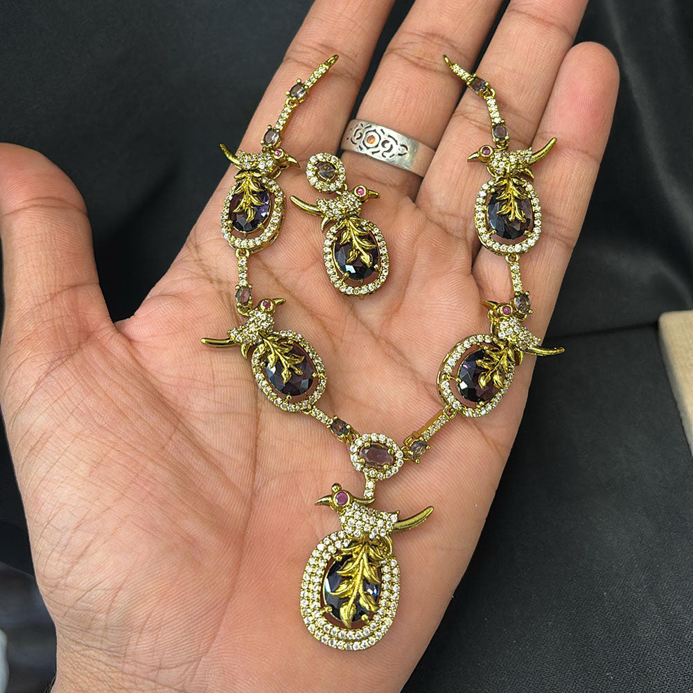 FS Collection Sparkling Austrian And Pota Stone Elegance Necklace Set