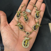 FS Collection Sparkling Austrian And Pota Stone Elegance Necklace Set