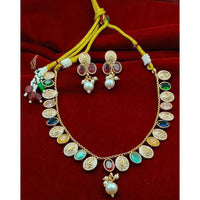 FS Collection Sparkling Pota Stone And Meenakari Elegance Necklace Set