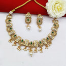 FS Collection Sparkling Pota Stone And Pearl Elegance Necklace Set