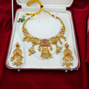 FS Collection Sparkling Pota Stone And Pearl Elegance Necklace Set