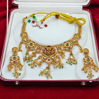 FS Collection Sparkling Pota Stone And Pearl Elegance Necklace Set